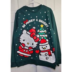 Sanrio Hello Kitty Merry & Bright Pom Fleece Pullover Sweatshirt- Size Medium